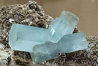 Aquamarine on Muscovite